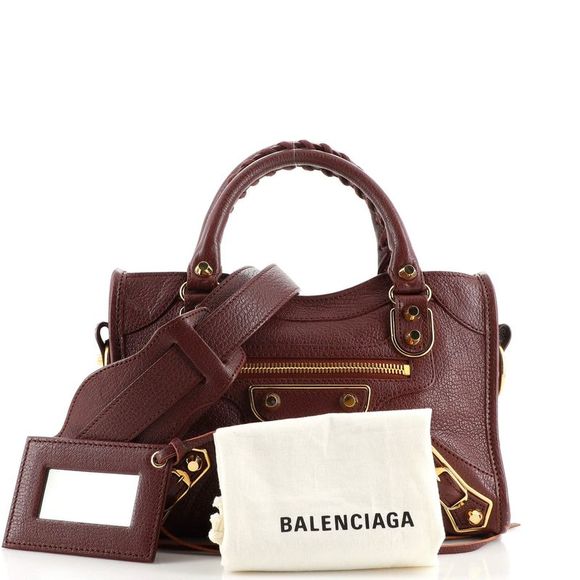 Balenciaga City Classic Metallic Edge Bag Leather Mini Red - Picture 2 of 9